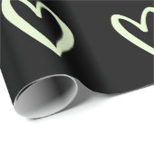 Light Green auf schwarzen, handgezogenen Herzen Geschenkpapier (Rolleneckpunkt)