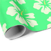 Light Green auf Spring Green Hibiskus Geschenkpapier (Rolleneckpunkt)