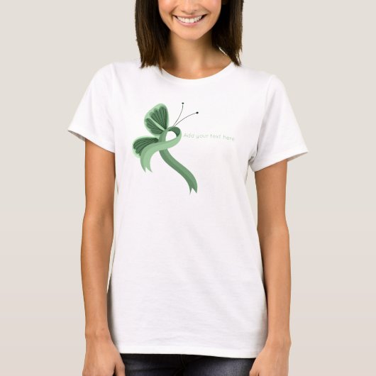 Light Green Awareness Ribbon Butterfly T - Shirt (Vorderseite)