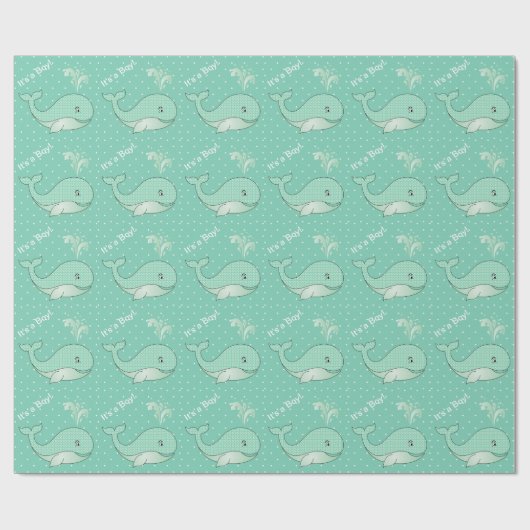 Light Green Baby Whales Geschenkpapier (Flach)