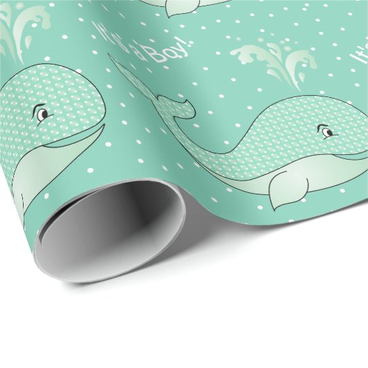 Light Green Baby Whales Geschenkpapier (Rolleneckpunkt)