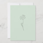 Light Green Blume Line Art Monogram Wedding Einladung (Rückseite)