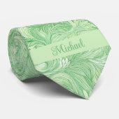Light Green Botanic Monogram Krawatte (Gerollt)