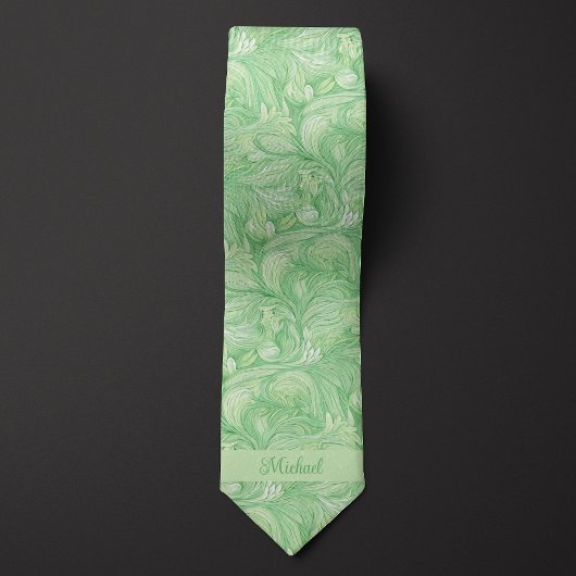 Light Green Botanic Monogram Krawatte