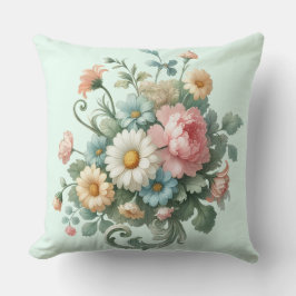 Light Green Botanical Floral Decorative Watercolor Kissen