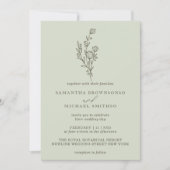 Light Green Bouquet Boho Minimal Botanical Einladung (Vorderseite)