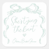 Light Green Bow Sie bindet das Brautparty des Knot Quadratischer Aufkleber (Vorderseite)
