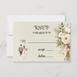 Light Green Brie and Groom Florals Wedding RSVP Karte