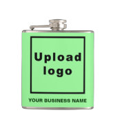 Light Green Business Brand auf Vinyl Wrapped Flask Flachmann (Vorderseite)