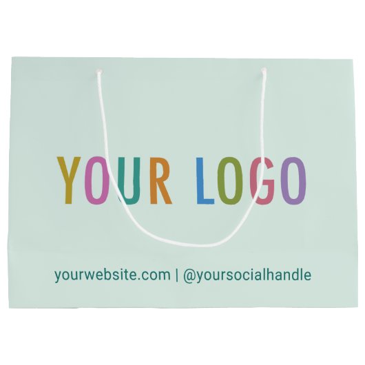 Light Green Business Geschenktasche mit Logo 12,5  Große Geschenktüte (Rückseite)