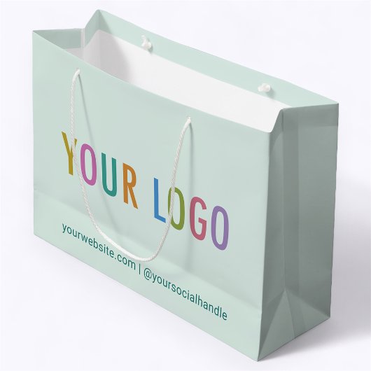 Light Green Business Geschenktasche mit Logo 12,5 Große Geschenktüte