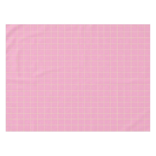 Light Green Cell Pattern Pink Checkered Plaid. Tischdecke (Vorderseite (Horizontal))