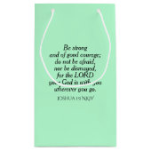 Light Green Courage Bible Verse Individuelle Name  Kleine Geschenktüte (Rückseite)
