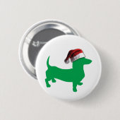 Light Green Dackel mit einem Weihnachtshut Button (Vorne & Hinten)
