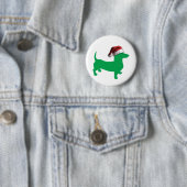 Light Green Dackel mit einem Weihnachtshut Button (Beispiel)