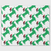 Light Green Dackel mit einem Weihnachtshut Geschenkpapier (Flach)