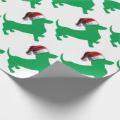 Light Green Dackel mit einem Weihnachtshut Geschenkpapier (Ecke)