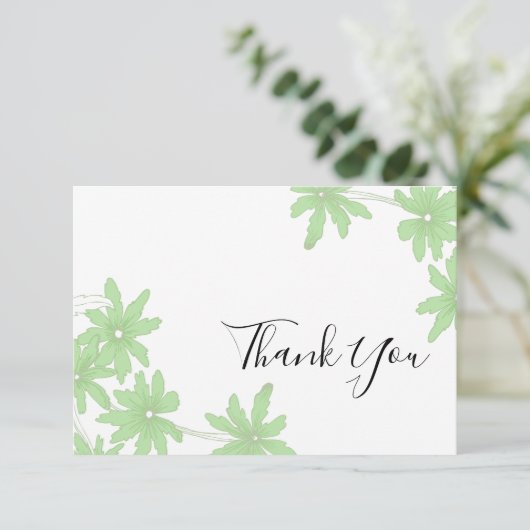 Light Green Daisies on White Wedding Danke (Stehend Vorderseite)