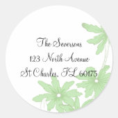Light Green Daisies Rücksendeadresse Runder Aufkleber (Vorderseite)