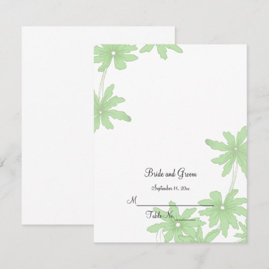 Light Green Daisies Wedding Reception Platzkarte (Vorne/Hinten)
