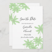 Light Green Daisies Wedding Save the Date (Vorne/Hinten)