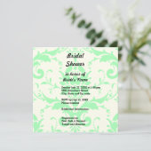 Light Green Damask Bridal Dusche Einladung (Stehend Vorderseite)