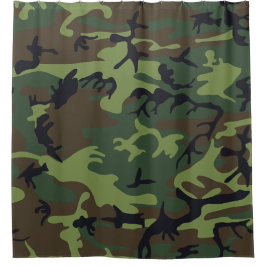 Light Green, Dark Green, Black Camouflage Camoufla Duschvorhang (Vorderseite)