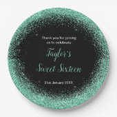 Light Green Dress Imitate Glitzer Sweet 16 Birthda Pappteller (Vorderseite)