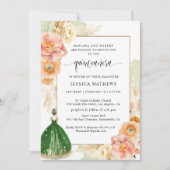 Light Green Elegant Blumenprinzessin Quinceañera Einladung (Vorderseite)