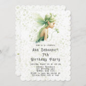 Light Green Fairy Girl Birthday Party Einladung (Vorne/Hinten)