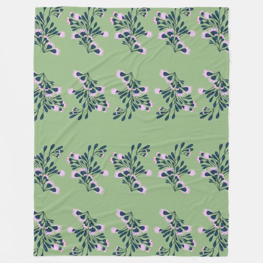 Light Green Floral Sprigs Fleecedecke (Vorderseite)