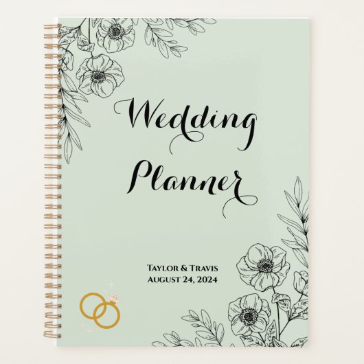 LIGHT GREEN FLORAL WEDING PLANNER PLANER (Vorderseite)
