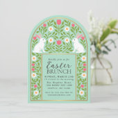 Light Green Folk Art Easter Brunch Arch Invitation Einladung (Stehend Vorderseite)