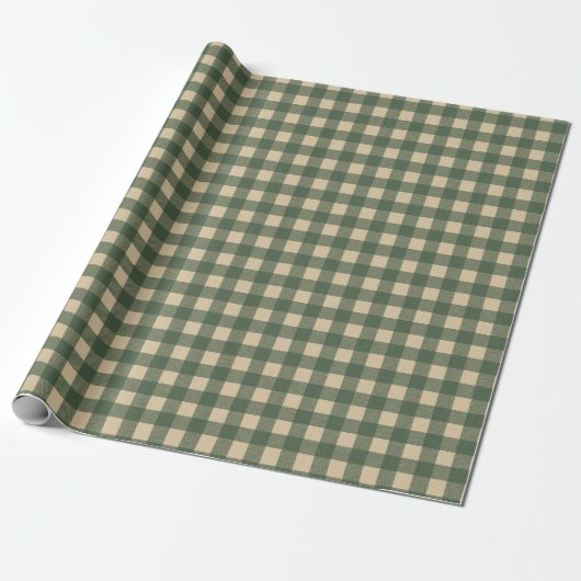 Light Green Gingham Geschenkpapier (Ungerollt)