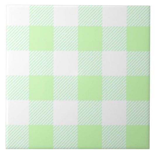 Light Green Gingham Karo Pattern Fliese (Vorderseite)
