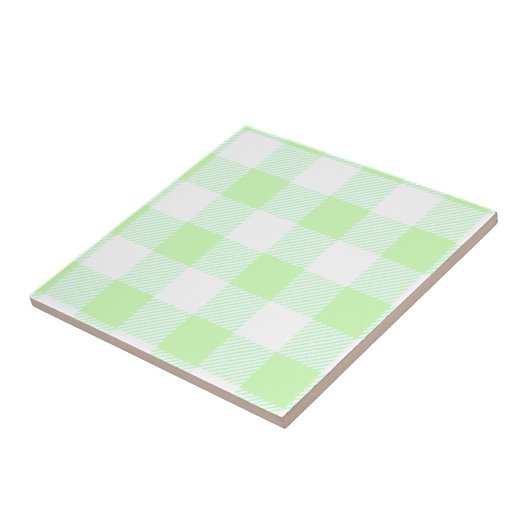 Light Green Gingham Karo Pattern Fliese (Seite)