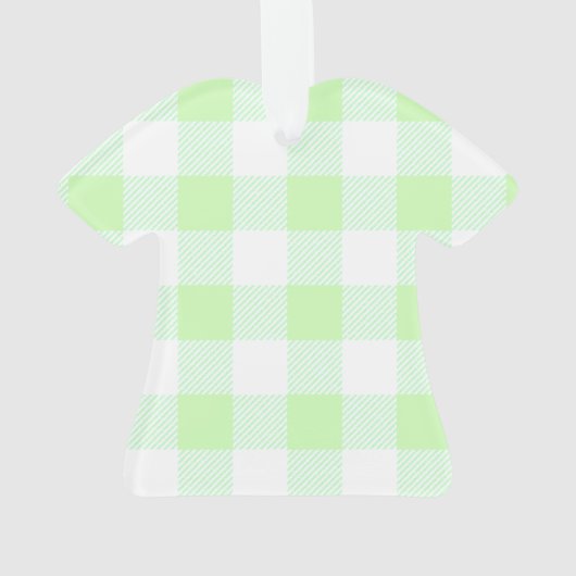 Light Green Gingham Karo Pattern Ornament (Rückseite)