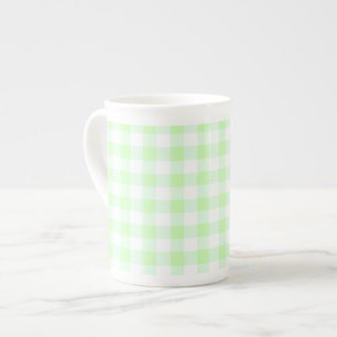 Light Green Gingham Karo Pattern Porzellantasse