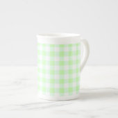 Light Green Gingham Karo Pattern Porzellantasse (Vorderseite Rechts)