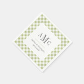 Light Green Gingham Monogram und Name Serviette (Ecke)