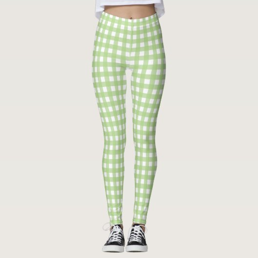 Light Green Gingham Pattern Leggings (Vorderseite)
