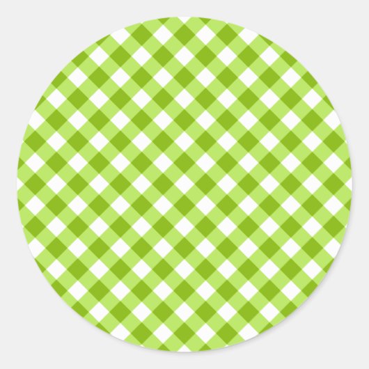 Light Green Gingham Pattern Runder Aufkleber (Vorderseite)