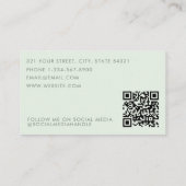 Light Green Girly Day Spa Salon Initials QR Code Visitenkarte (Rückseite)