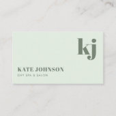 Light Green Girly Day Spa Salon Initials QR Code Visitenkarte (Vorderseite)