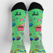 Light Green Hanukkah Pattern Socken (Oben)