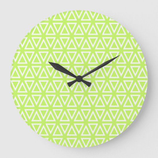 Light Green Inverted Triangle Pattern Wall clock Große Wanduhr (Vorderseite)