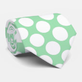 Light Green Jumbo Polka Dots Custom Necktie Krawatte (Gerollt)
