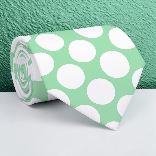 Light Green Jumbo Polka Dots Custom Necktie Krawatte