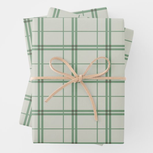 Light Green Kariert Pattern Karo Tartan drucken Geschenkpapier Set (Beispiel)