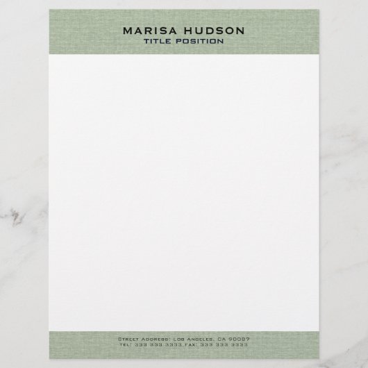 Light green Linen Fabric Texture Briefbogen (Vorderseite)